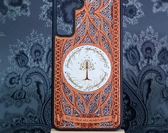 iPhone 17 16 & Galaxy S26 S25 Elvish Runes Wood Phone Case: Hand-Painted Fantasy Tree