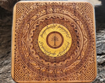 Wireless Phone Charger Pad: Wood Engraved Cherry Wood, Artful Design