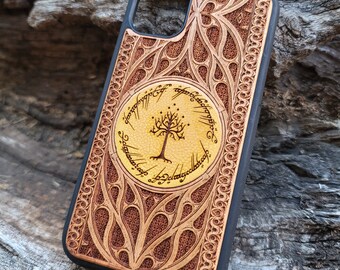 iPhone 17 16 & Galaxy S26 S25 Wooden Phone Case: Custom Symbol Hand-Painted