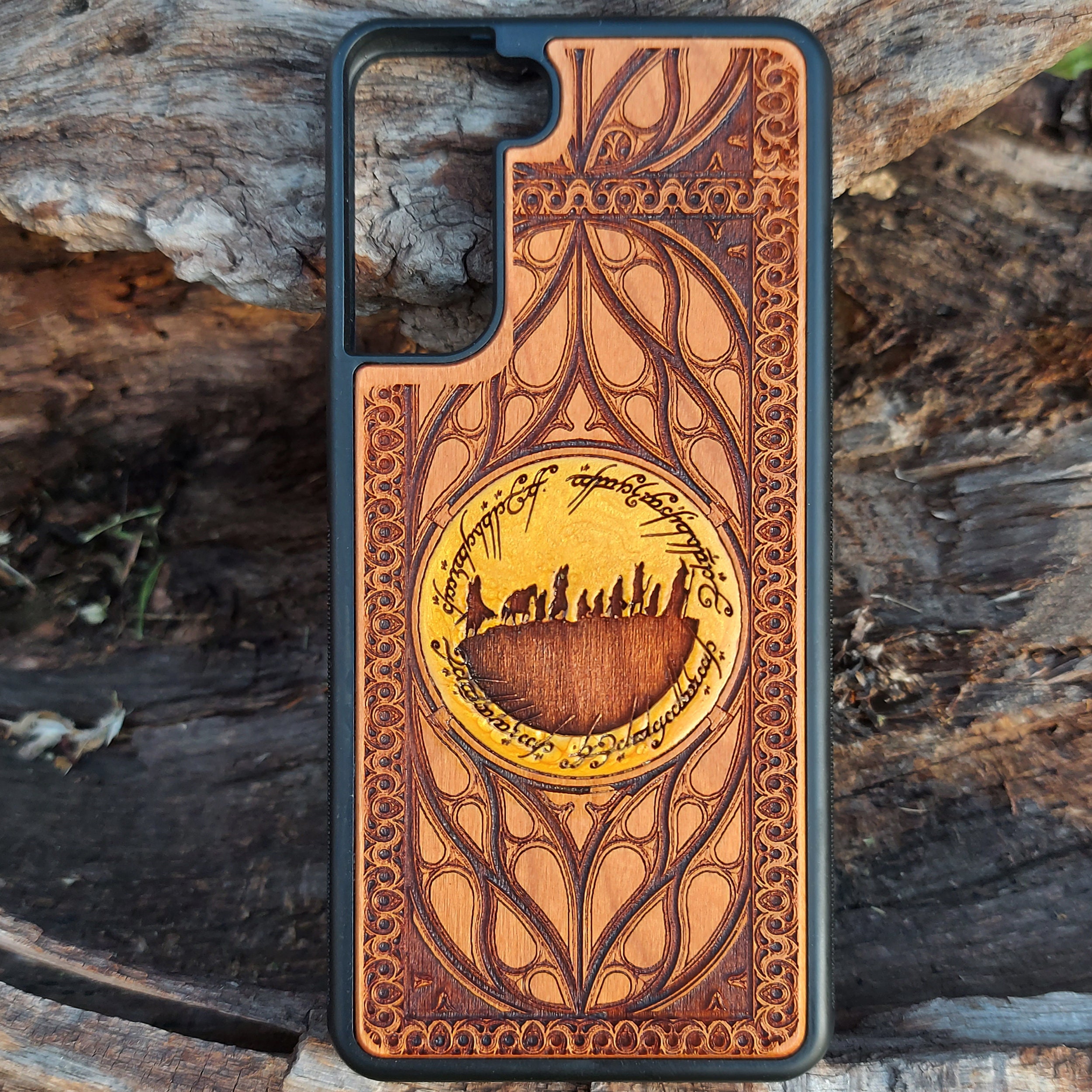 Fantasy Movie Company Symbol Phone Case | Engraved Wood Art