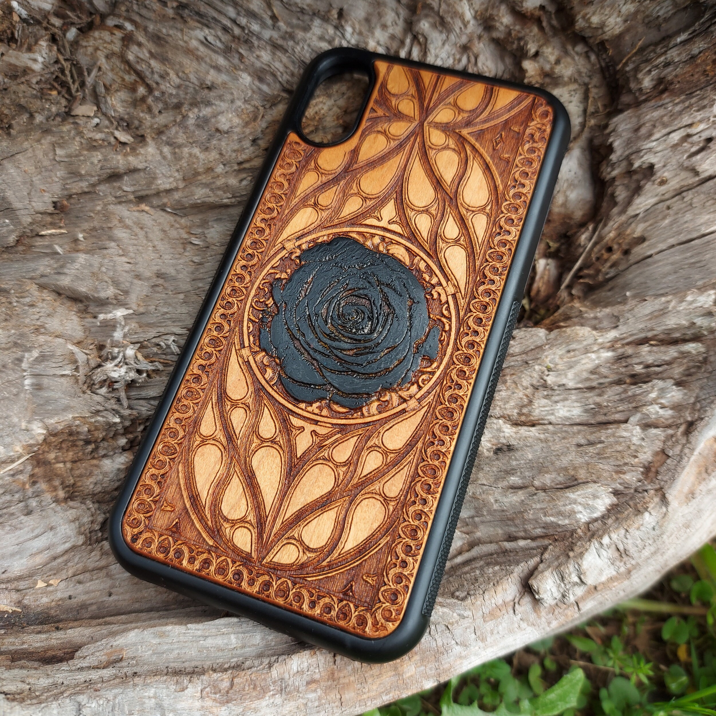 Black Rose Phone Case Wood Iphone SE 2020 11 12 13 Pro Max XR Etsy UK