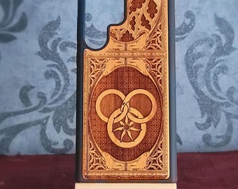 iPhone 17 16 & Galaxy S26 S25 Wheel of Time Engraved Wood Phone Case
