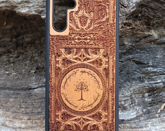 iPhone 17 16 & Galaxy S26 S25 Covers - Wood Phone Case Laser Engraved