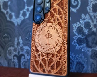 Tree and Runic Symbols Laser Engraved Fantasy Wood Case for iPhone / Galaxy