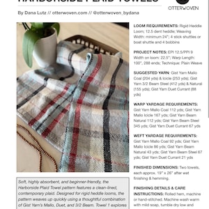 Rigid Heddle Loom Pattern PDF Download, Rigid Heddle Pattern, Woven Towel, Weaving Pattern, Weaving Draft, Plaid Towel Pattern