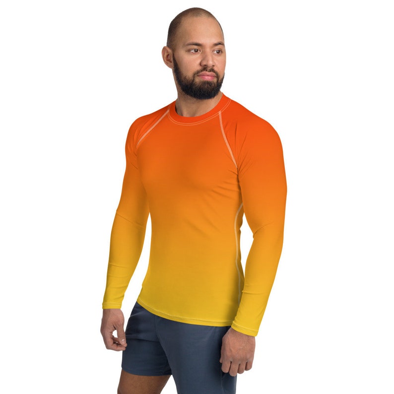 Orange to yellow Men's Rash Guard Etsy