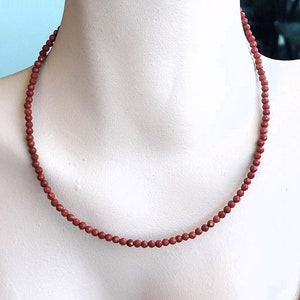 6mm Red Jasper, Red Jasper Necklace, Red Jasper Jewel, Red Jasper and Zircon, Elegant Gift, Gift for her, Red Jasper Stone