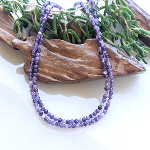 Gargantilla de Amatista de 4mm, Regalo de Amatista de 4mm, Gargantilla de Amatista, Amatista natural, Collar morado.
