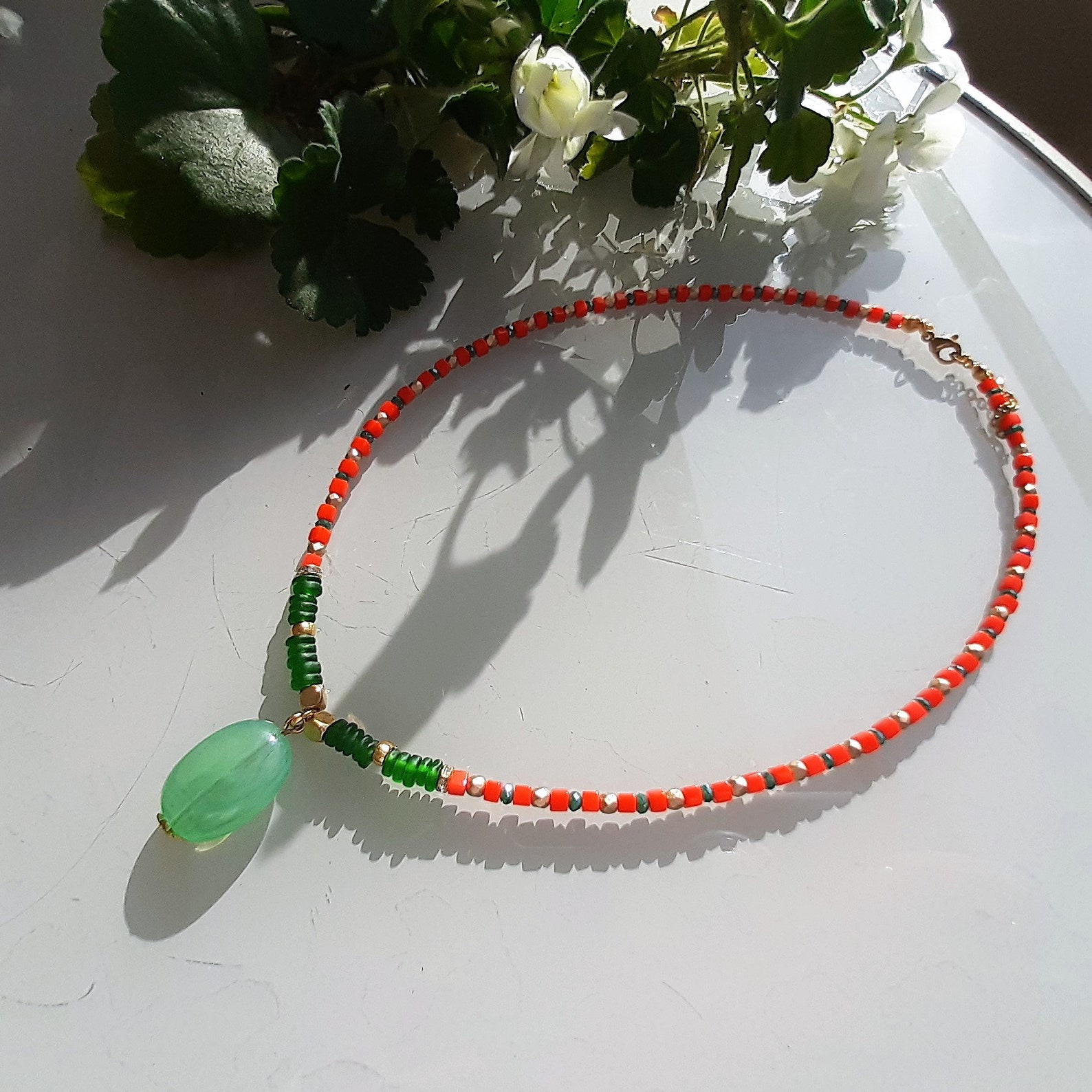 Green and red necklace Clearance