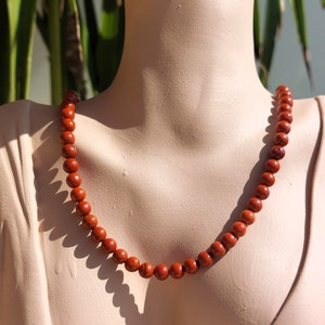 6mm Red Jasper, Red Jasper Necklace, Red Jasper Jewel, Red Jasper and Zircon, Elegant Gift, Gift for her, Red Jasper Stone