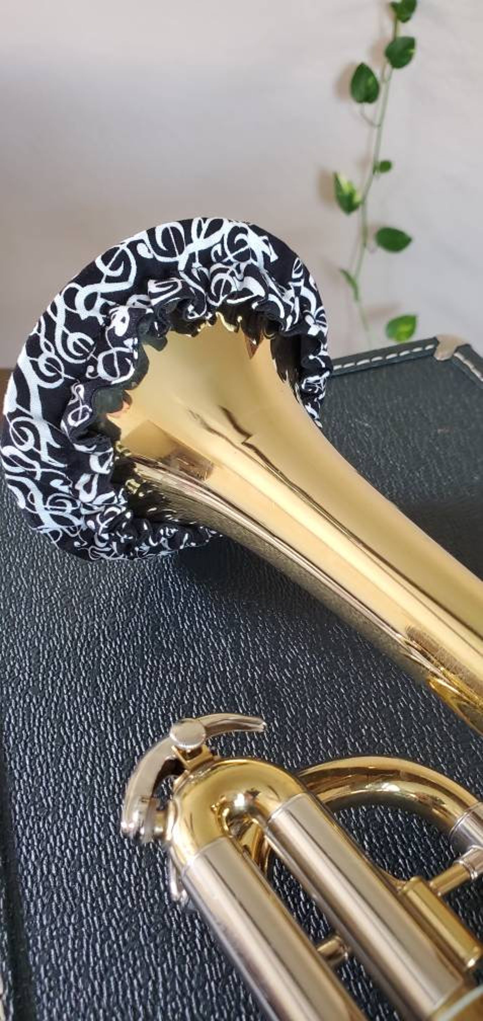Trumpet Bell Cover. Black and gold music notes trumpet Etsy