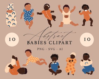 Abstracte Jonge geitjes Zwarte Jongen SVG clipart van het Meisje, Afro Amerikaanse baby's, quarantainebaby SVG, baby onesie