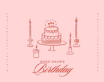Happy Birthday Cake SVG, Wedding Party Invitation Cake, Marriage Cake, Whimsical Birthday Celebration Clipart