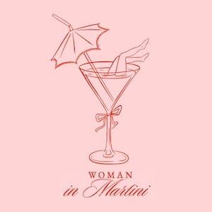 Girl Woman in Martini Glass Illustration SVG PNG, Bachelorette Party Icon Sketch Outline, Hand Drawn Whimsical Celebration Clipart