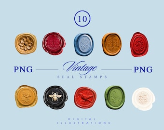 Wax Seal Stamps - Vintage Digital Wax Seal -  Sealing Wax Letters Clip Art