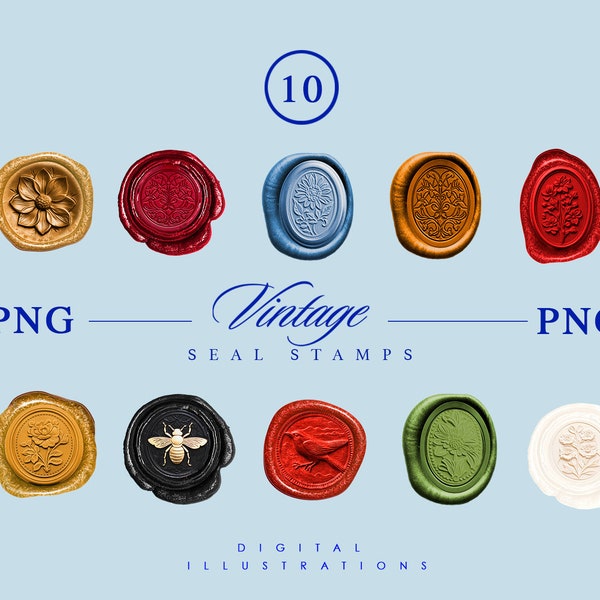 Wax Seal Stamps - Vintage Digital Wax Seal -  Sealing Wax Letters Clip Art