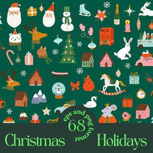 Christmas Clipart cute cozy santa tree Gifts Clipart, Christmas Holidays