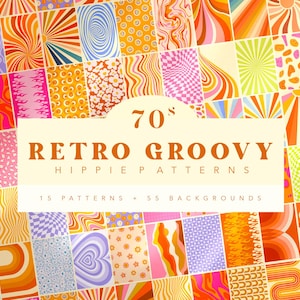 Retro Groovy Background, Retro Groovy Digital Papers, Retro Patterns, Colorful Background Jpg, Vintage Wallpaper, Retro Poster Prints
