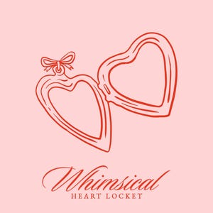 Hand Drawn Heart Locket Clip Art SVG - Ribbon Bow Love Locket PNG - Whimsical Wedding Invitation Doodle