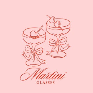 マティーニグラスのSVGクリップアート、気まぐれなリボンボウのカクテルドリンクのお祝いのクリップアート、結婚式の乾杯、記念日のお祝いのSVG