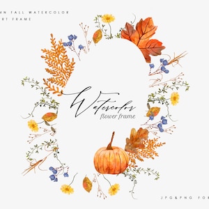 Aquarela Floral Outono Outono Quadro Aquarela Flor Coroa Clipart Cartão De Casamento Gráficos Buquês PNG Pintados à Mão Clipart