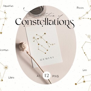 Zodiac Signs Clipart Celestial Gold Constellations Woman Hands Logo Horoscope Astrology Spiritual Symbol PNG black magic Girls image 5