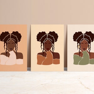 Abstract Woman, Black Afro Woman SVG Clip Art, Abstract Portrait Digital Print, African American Lady, Boho Wall Art