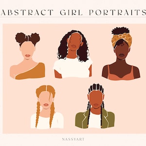 Abstract Woman SVG Face Clipart Fashion Girl African American Afro Latina Black Lady Girl Portrait Prints