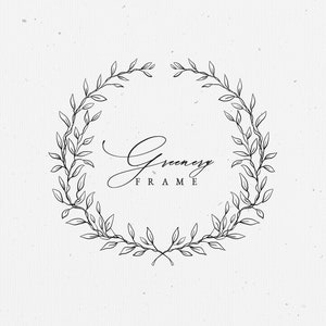Vintage Floral Botanical Clip Art Meadow Wild Flowers Frame Line Art Wedding Wreath