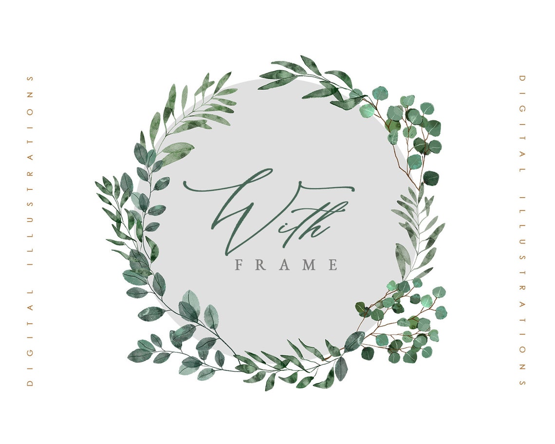 Greenery Eucalyptus Wreath - Eucalyptus Watercolor Frame Clipart ...