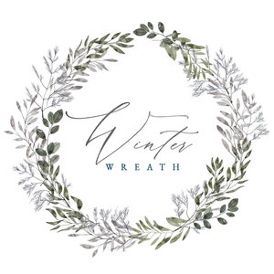 Watercolor Winter Wreaths Clipart - Premade Greenery Christmas Wreath - Winter Flowers - Wreath Clipart