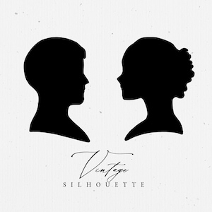 Retrato Silueta SVG Hombre Mujer Cara Antiguo Cameos Familia Retrato sin rostro Silueta Dibujo