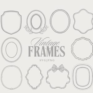 Vintage Wedding Frames Bundle Set SVG, Ornate Victorian Crest Frame EPS, Baroque Monogram Line Art, Antique Frames, Sublimation Cricut Files