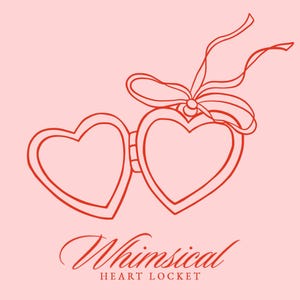 Whimsical Hand Drawn Heart Locket Clip Art SVG PNG - Ribbon Bow Love Locket Doodle Icon - Wedding Invitation - Bridal Shower