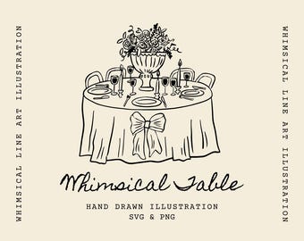 Hand Drawn Dinner Table SVG, Wedding Table Clipart, Icon for Wedding Invitations, Bridal Invites, Doodle, Dinner Menu, Table Sketch Clipart