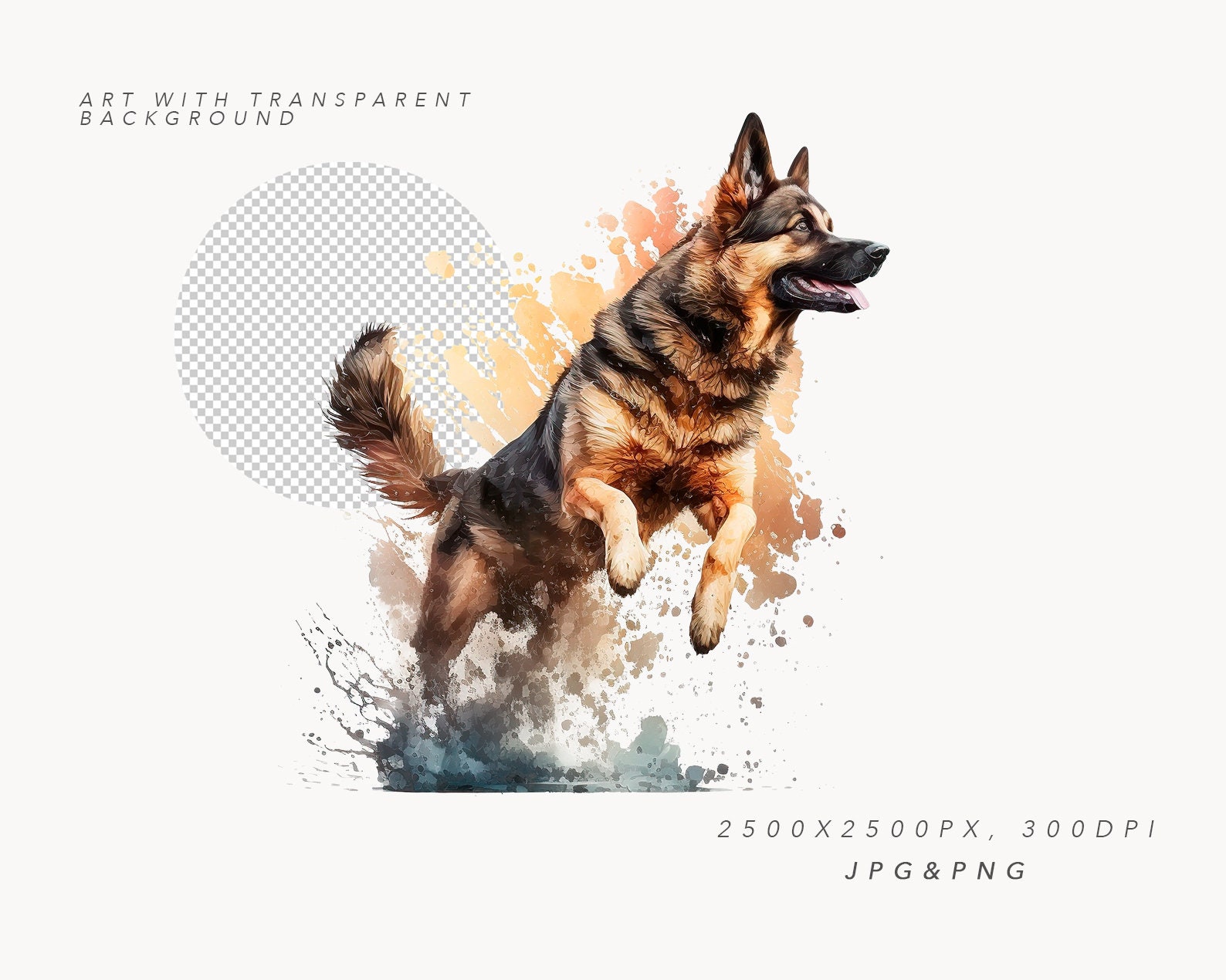 ジャーマン シェパード クリップ アート - 水彩画のジャーマン