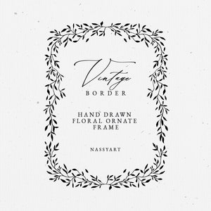 Flower Borders Victorian Frame SVG, Botanical Frame, Wedding Invitation, Floral Frame, Foliage border, Wedding floral clipart PNG