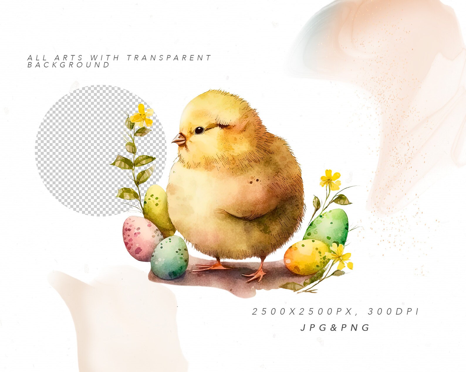 Easter Chick Watercolor Clipart - Easter Eggs - Cute Little Chick Baby ...