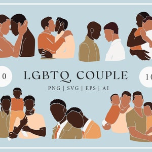 LGBTQ Clipart Homosexuell Kunst paar Portrait Freund Gay Geschenk Menschen Clipart schwarz Haut homosexuelle Kunst