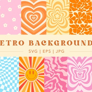 Retro Groovy Paper SVG EPS Dobre wibracje Tęczowy uśmiech Tekstura Hippie Clipart 90s