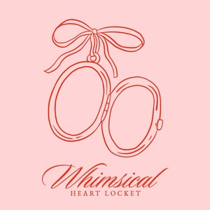 Vintage Oval Hand Drawn Locket Clip Art SVG - Ribbon Bow Love Locket PNG - Whimsical Wedding Invitation Doodle