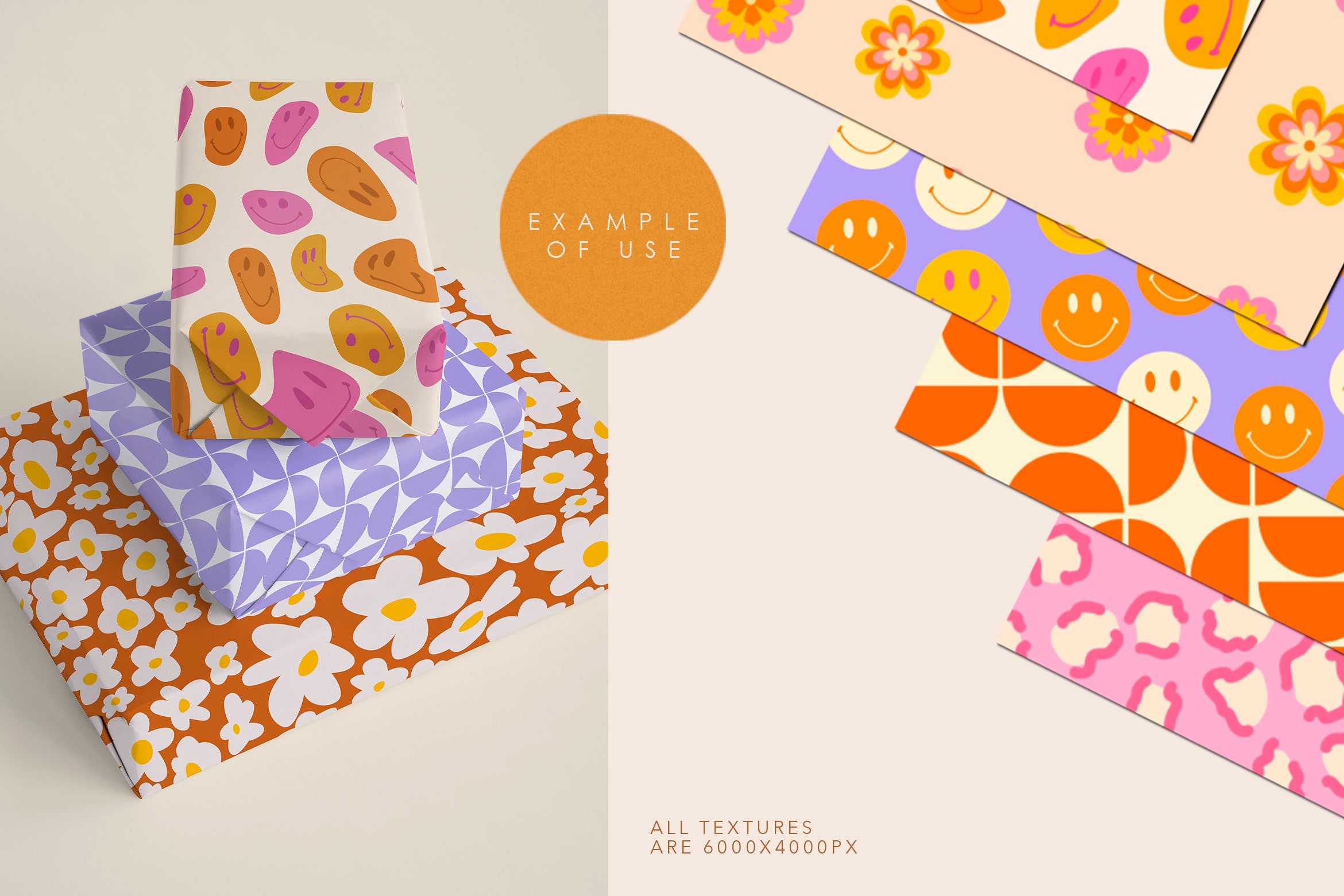 Retro Seamless Patterns 60s 70s 90s Groovy Hippie Background Good Vibes ...