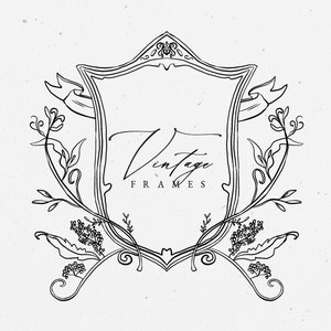 Wedding Crests, Vintage Frame, Logo, Floral, Wedding, Label, Vintage, Baroque, Victorian Clipart, Royal, Borders, Deco, PNG