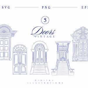 Vintage Doors SVG EPS PNG Wedding Frame Decor Vector Clip Art, Victorian Door