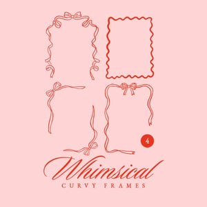 Clipart di fiocchi con cornici ondulate e stravaganti - Cornice per inviti ondulata e squiggle - Clipart di nozze stravaganti disegnate a mano - Bordi e striscioni curvi
