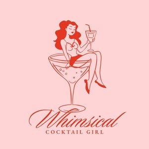 Ilustración de mujer en copa de martini SVG PNG, icono de despedida de soltera, clipart de celebración caprichosa dibujada a mano, clipart de brindis SVG