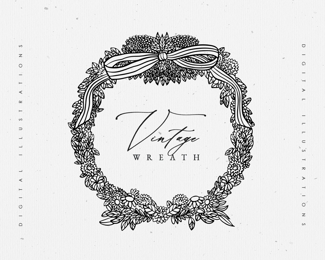 Floral Wedding Monogram Wreath SVG, Greenery Crest Frame, Vintage ...