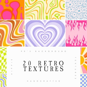 Happy Hippie Retro Checkerboard Chess Digital Pattern Paper, Floral 70s Retro background, Vintage Groovy Summer Texture