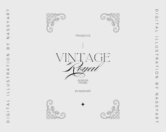 Vintage Border Frame SVG, Wedding Frame Line Art, Chinoiserie Border, Vintage Baroque Border, Victorian Frame, Wedding Invitation Corner