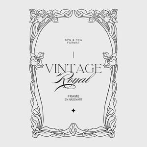 Art Nouveau Frame SVG, Vintage Chinoiserie Floral Clipart PNG, Botanical Borders, Wedding Frame, Victorian Frame, Antique Frame SVG